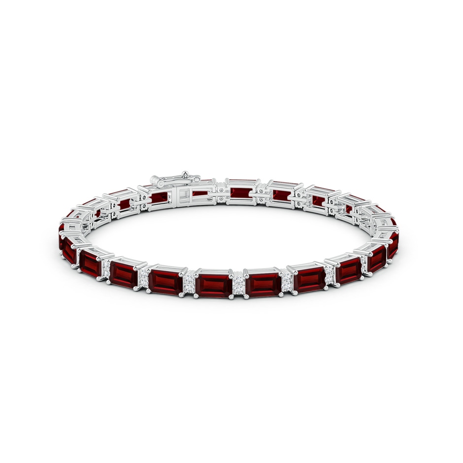 6x4mm AAA Classic Emerald-Cut Garnet Bracelet with Diamonds in White Gold side 1