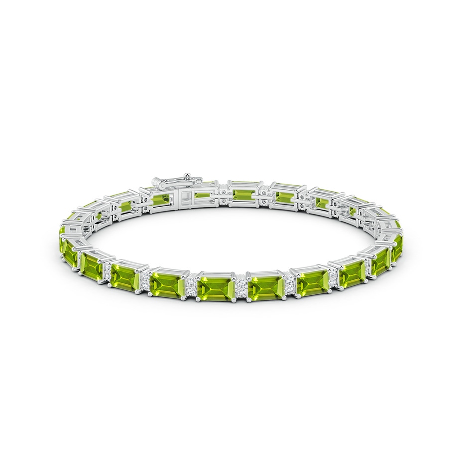 6x4mm AAA Classic Emerald-Cut Peridot Bracelet with Diamonds in White Gold side 1