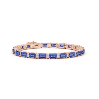 6x4mm AA Classic Emerald-Cut Tanzanite Bracelet with Diamonds in Rose Gold