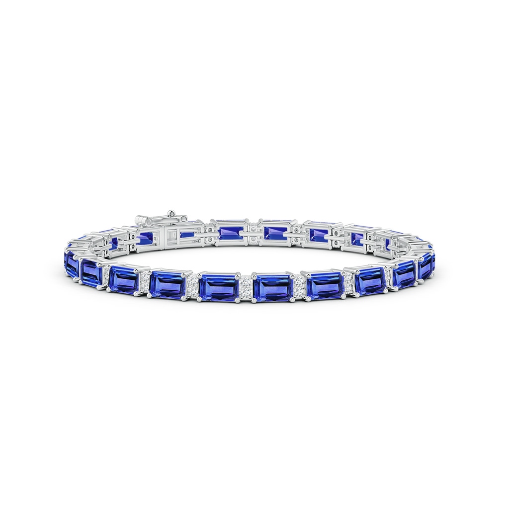 6x4mm AAA Classic Emerald-Cut Tanzanite Bracelet with Diamonds in White Gold