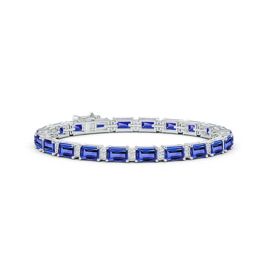 6x4mm AAA Classic Emerald-Cut Tanzanite Bracelet with Diamonds in White Gold 