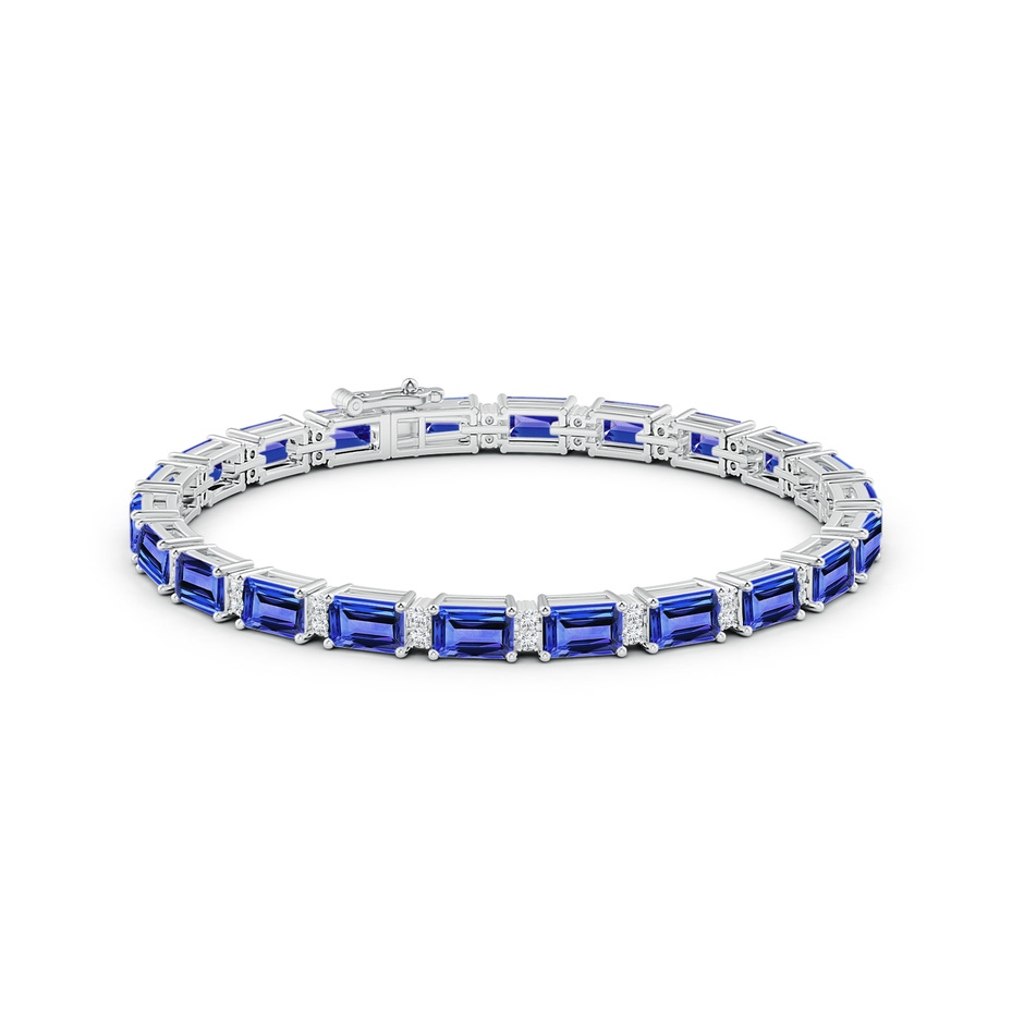 6x4mm AAA Classic Emerald-Cut Tanzanite Bracelet with Diamonds in White Gold side 1