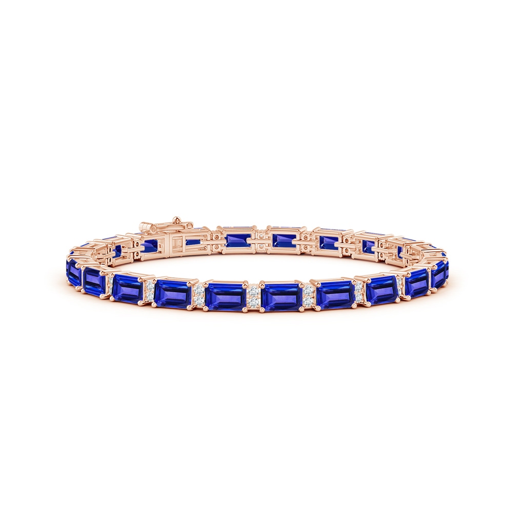 6x4mm AAAA Classic Emerald-Cut Tanzanite Bracelet with Diamonds in Rose Gold