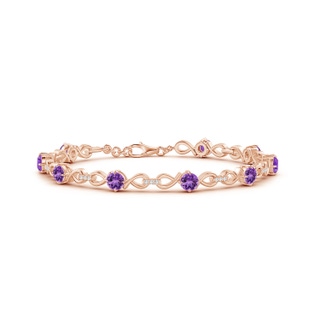 4mm AA Amethyst and Diamond Infinity Link Bracelet in Rose Gold