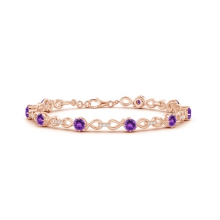 4mm AAA Amethyst and Diamond Infinity Link Bracelet in Rose Gold