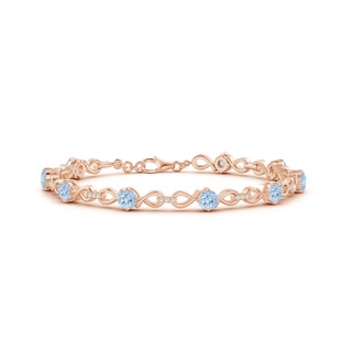 4mm AA Aquamarine and Diamond Infinity Link Bracelet in Rose Gold