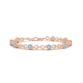 4mm AAA Aquamarine and Diamond Infinity Link Bracelet in Rose Gold