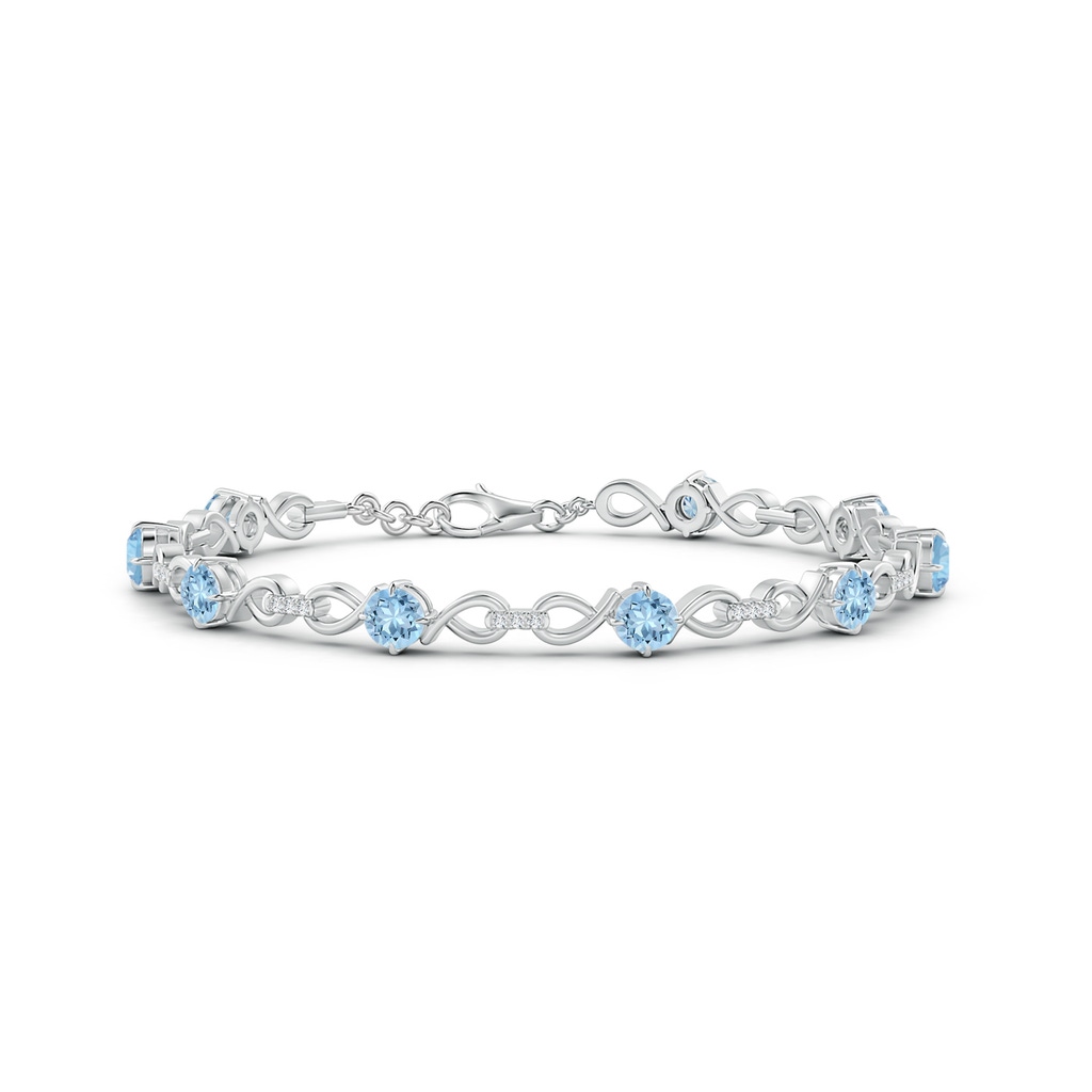 4mm AAA Aquamarine and Diamond Infinity Link Bracelet in White Gold