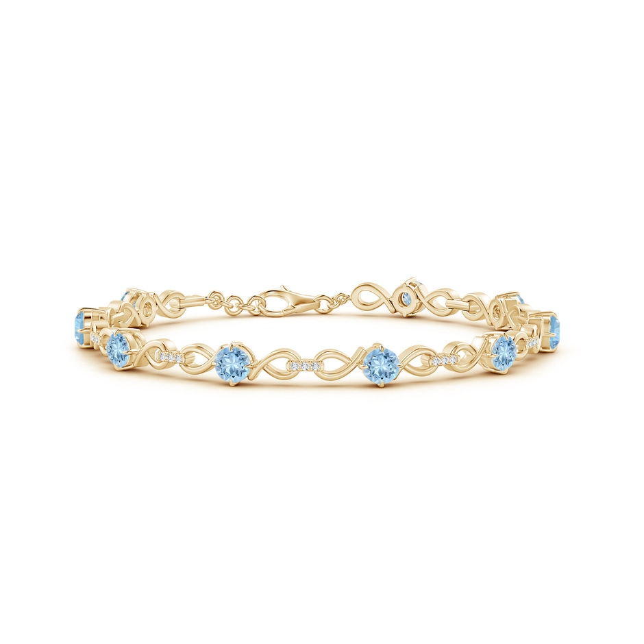 4mm AAA Aquamarine and Diamond Infinity Link Bracelet in Yellow Gold 