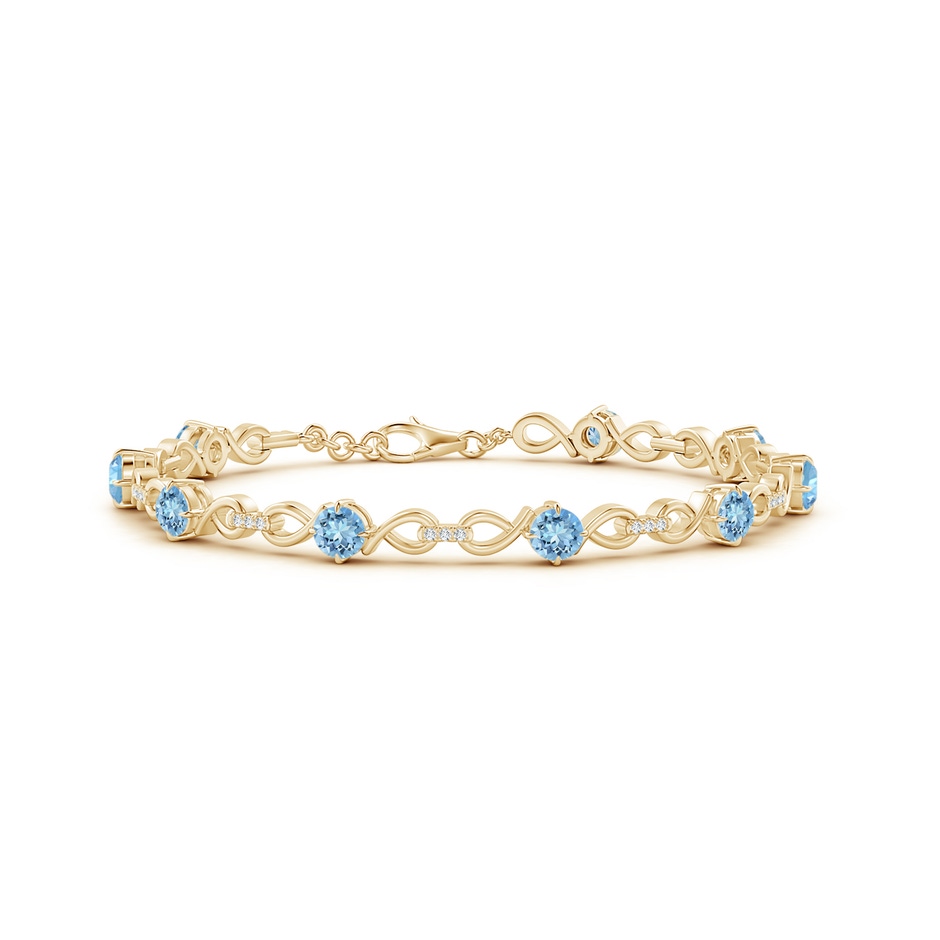 4mm AAAA Aquamarine and Diamond Infinity Link Bracelet in Yellow Gold 