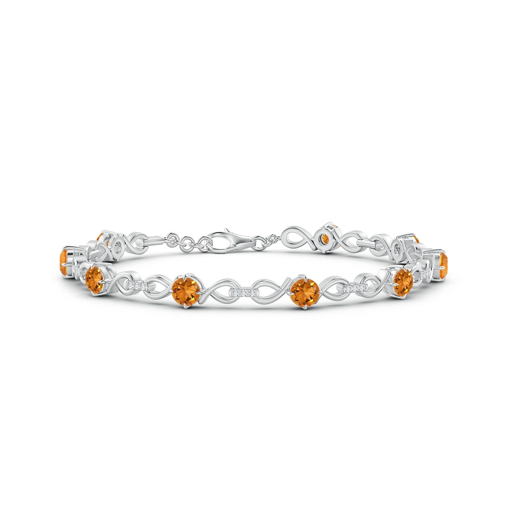 4mm AAA Citrine and Diamond Infinity Link Bracelet in White Gold