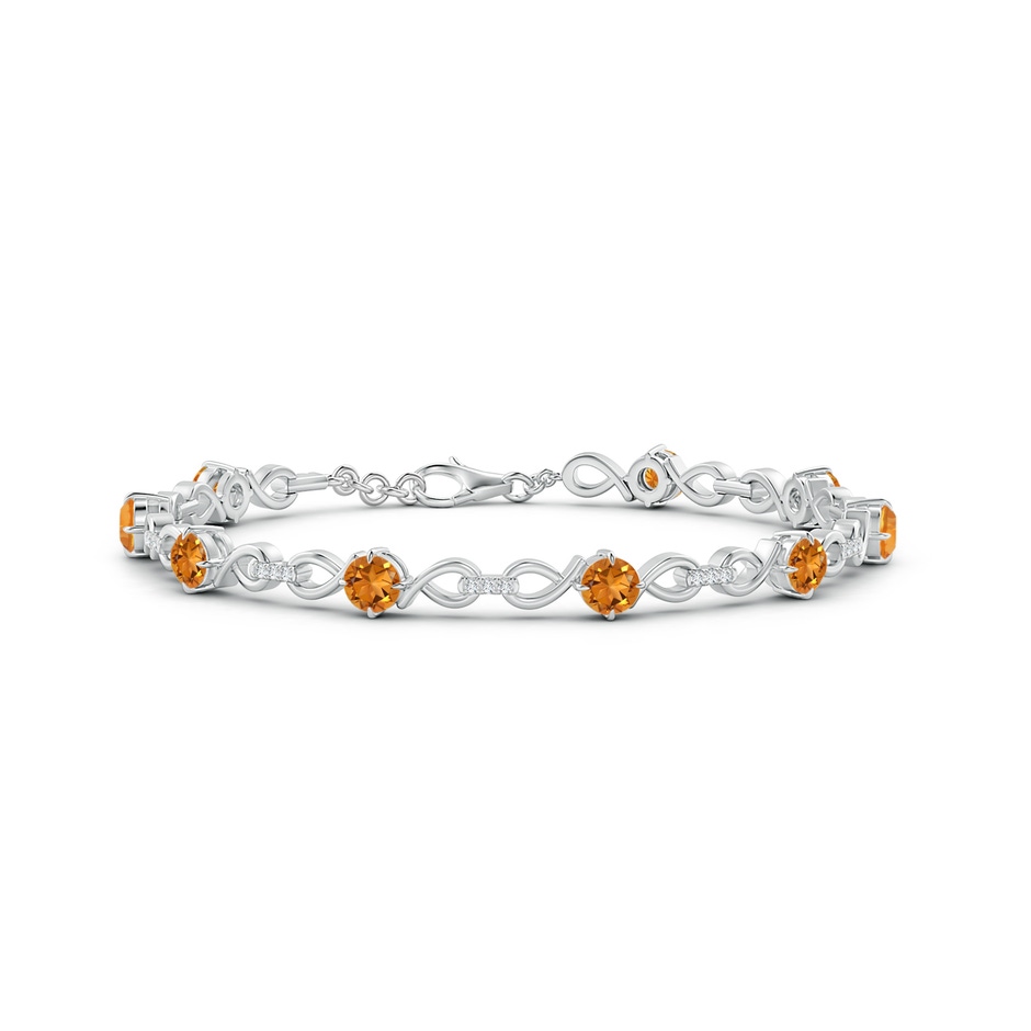 4mm AAA Citrine and Diamond Infinity Link Bracelet in White Gold 