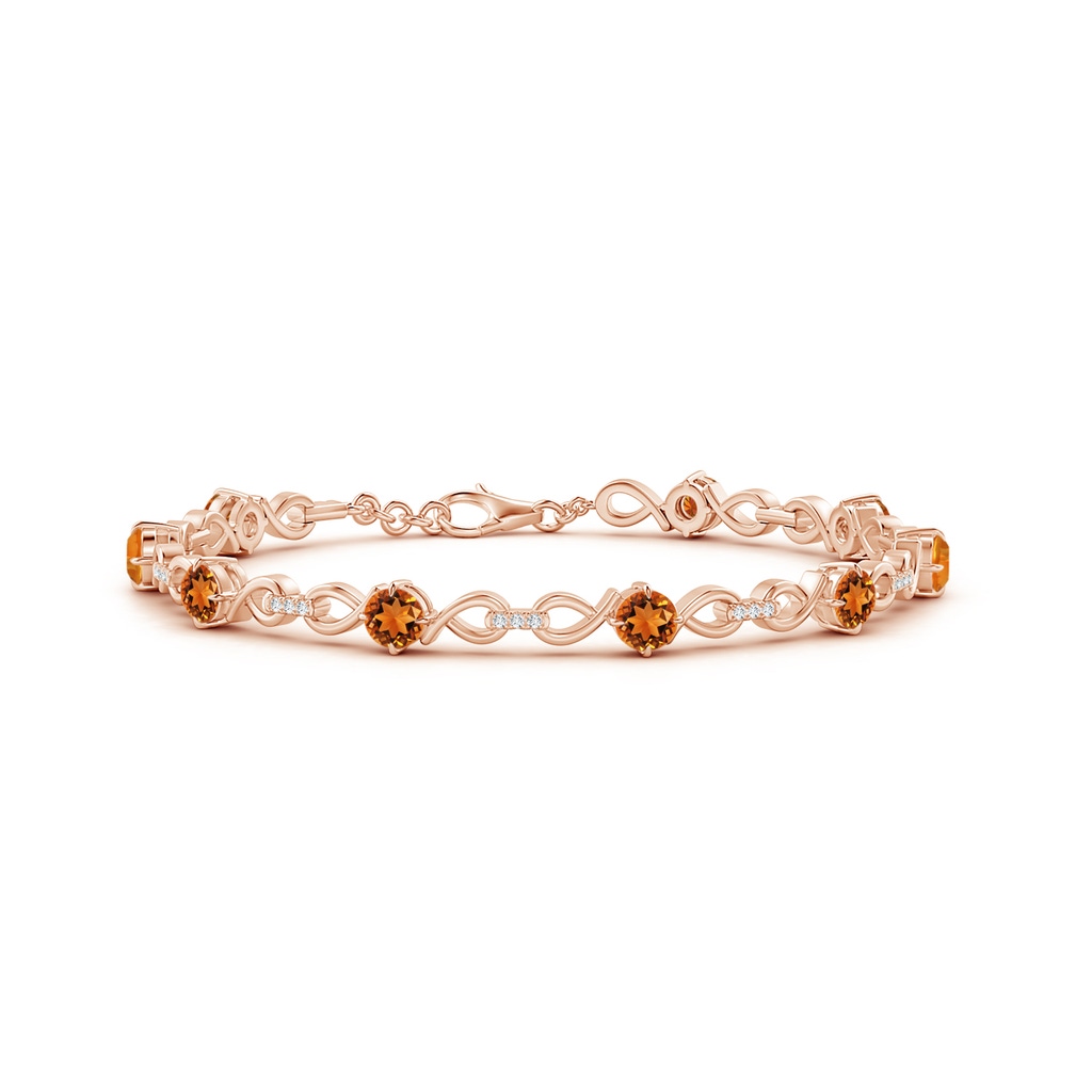 4mm AAAA Citrine and Diamond Infinity Link Bracelet in Rose Gold