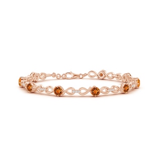 4mm AAAA Citrine and Diamond Infinity Link Bracelet in Rose Gold