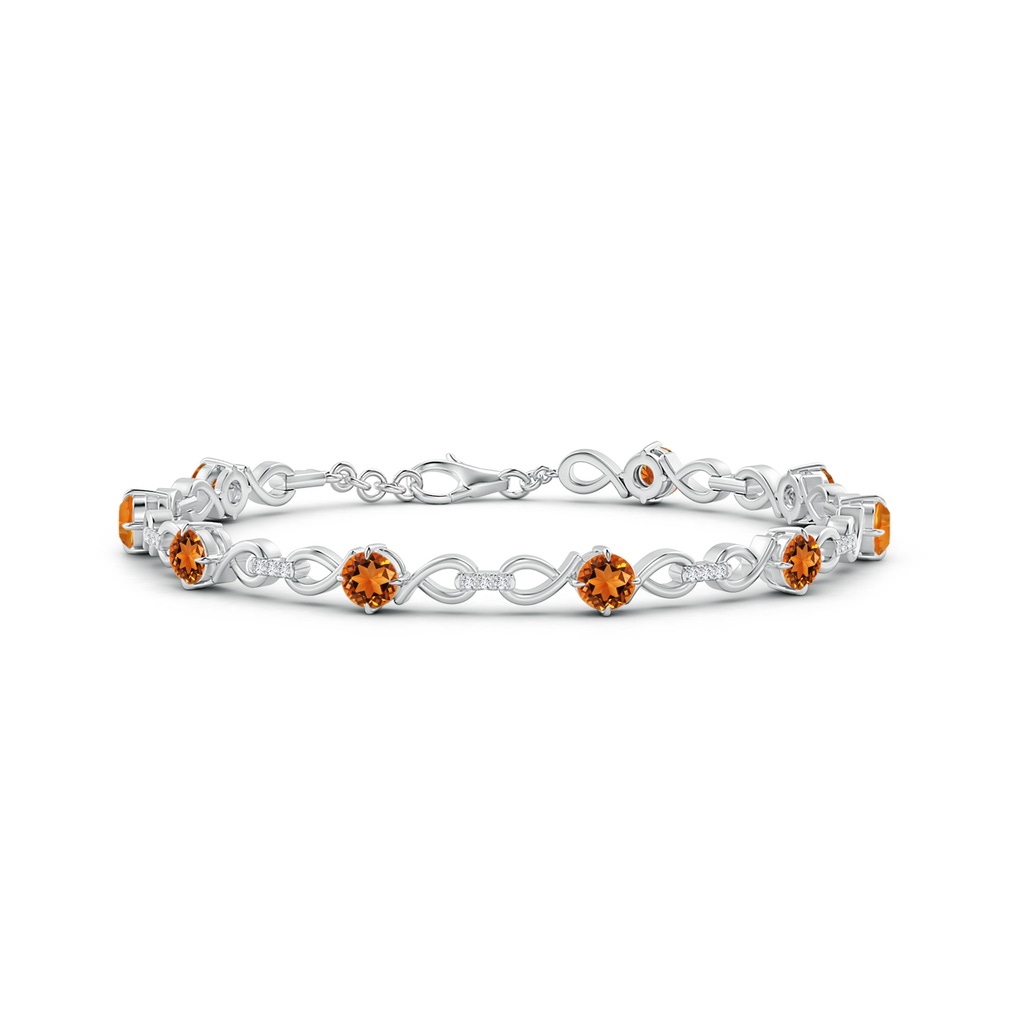 4mm AAAA Citrine and Diamond Infinity Link Bracelet in White Gold