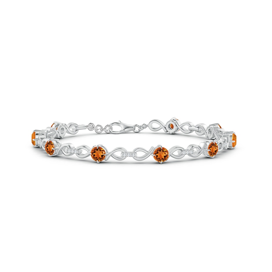 4mm AAAA Citrine and Diamond Infinity Link Bracelet in White Gold 