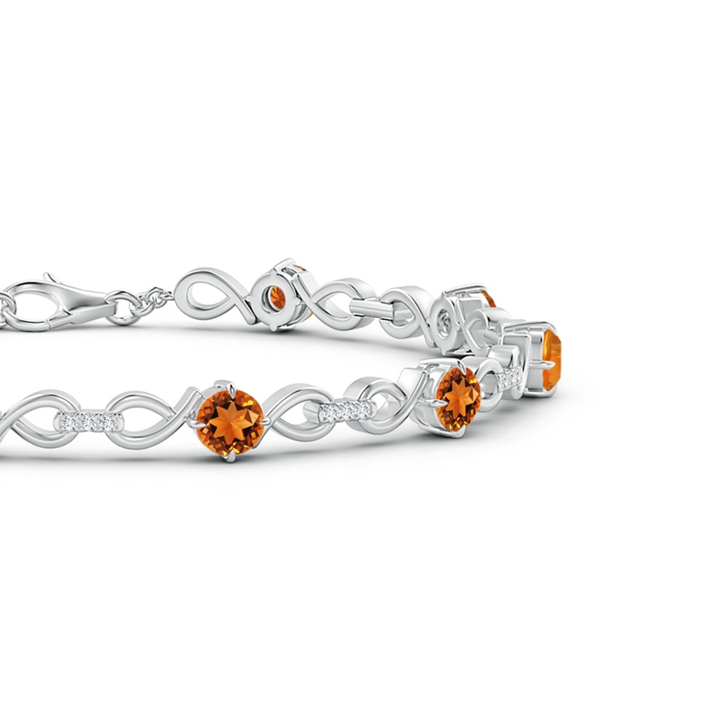 4mm AAAA Citrine and Diamond Infinity Link Bracelet in White Gold Side 1