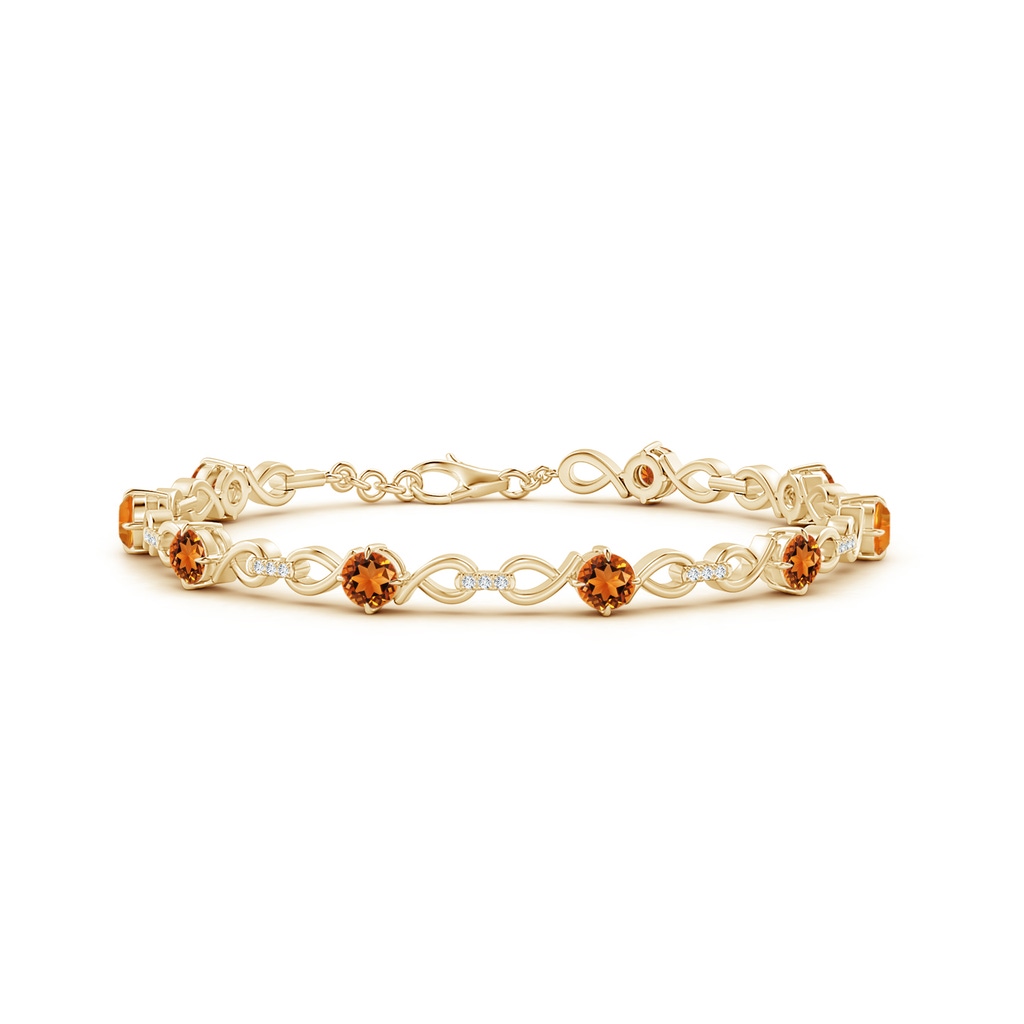 4mm AAAA Citrine and Diamond Infinity Link Bracelet in Yellow Gold