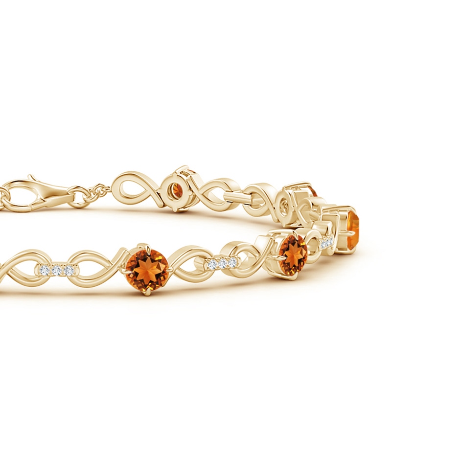 4mm AAAA Citrine and Diamond Infinity Link Bracelet in Yellow Gold side 1