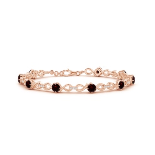 4mm A Garnet and Diamond Infinity Link Bracelet in Rose Gold