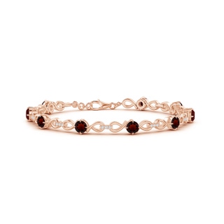 4mm AA Garnet and Diamond Infinity Link Bracelet in Rose Gold