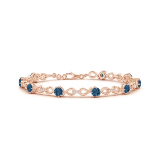 4mm AA London Blue Topaz and Diamond Infinity Link Bracelet in Rose Gold