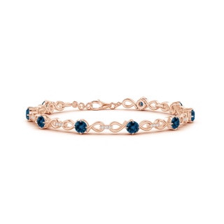 4mm AAA London Blue Topaz and Diamond Infinity Link Bracelet in Rose Gold