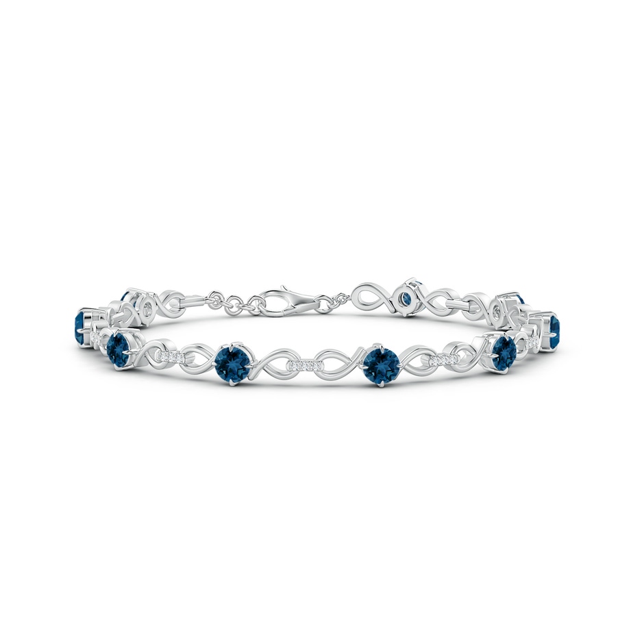 4mm AAA London Blue Topaz and Diamond Infinity Link Bracelet in White Gold 