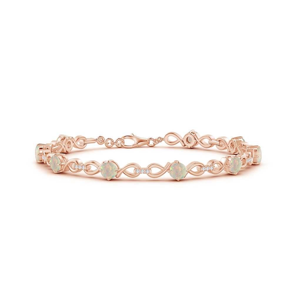 4mm AAAA Opal and Diamond Infinity Link Bracelet in Rose Gold