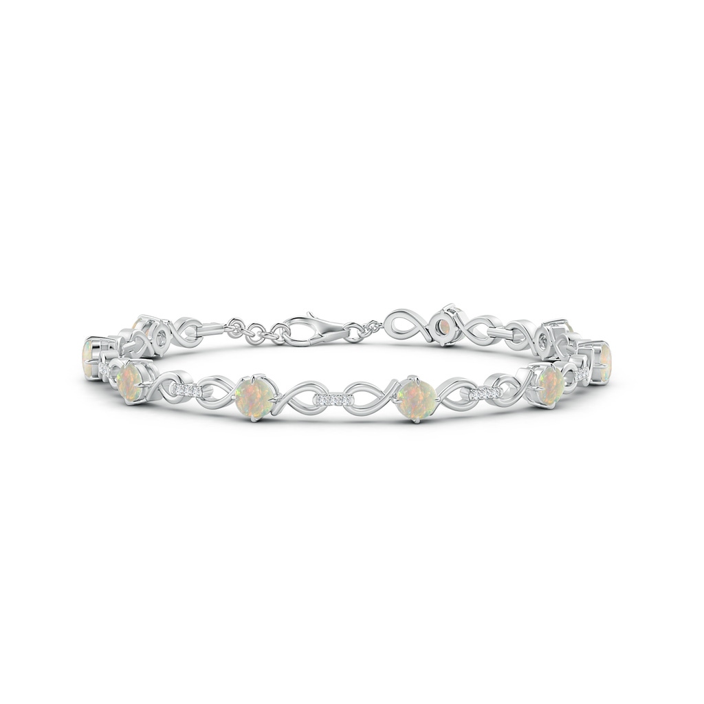 4mm AAAA Opal and Diamond Infinity Link Bracelet in White Gold