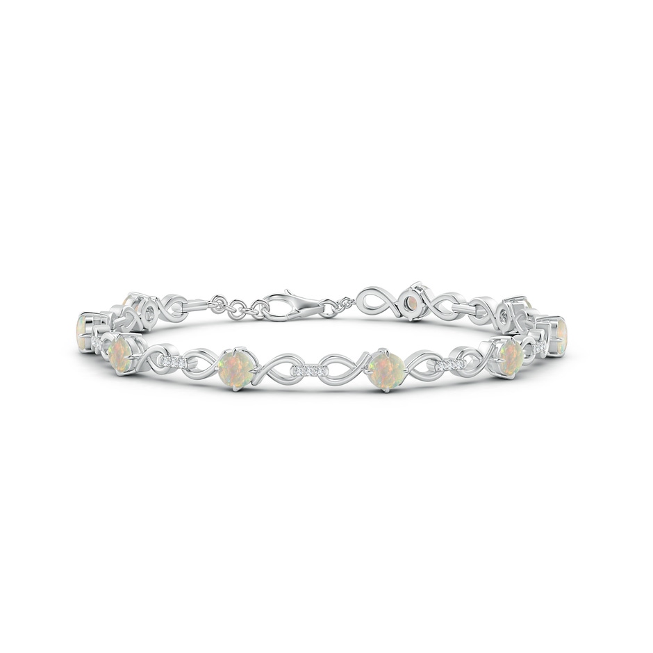 4mm AAAA Opal and Diamond Infinity Link Bracelet in White Gold 