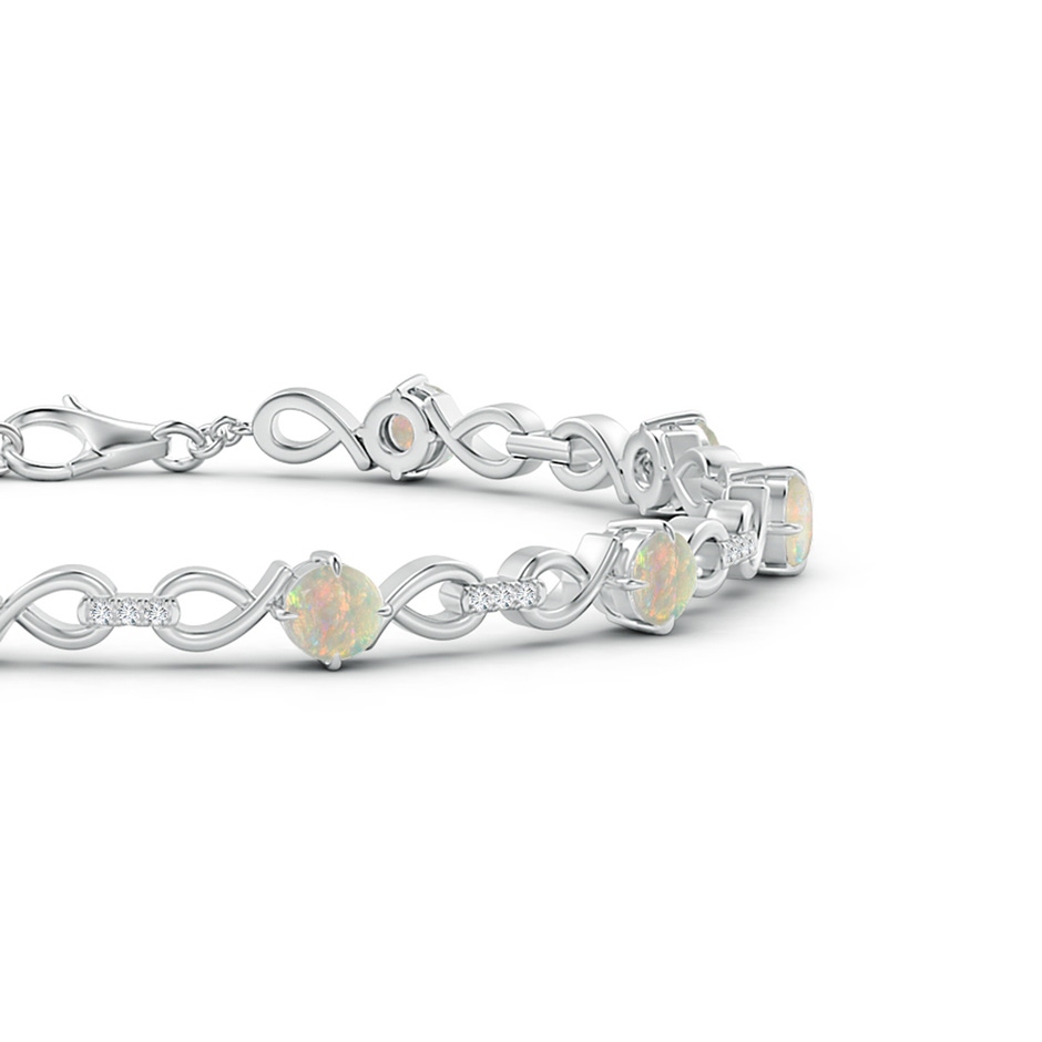 4mm AAAA Opal and Diamond Infinity Link Bracelet in White Gold side 1