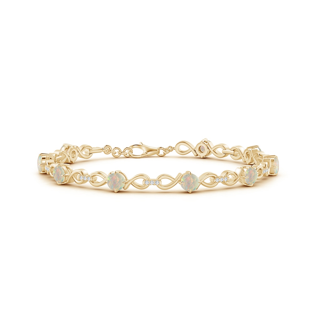 4mm AAAA Opal and Diamond Infinity Link Bracelet in Yellow Gold