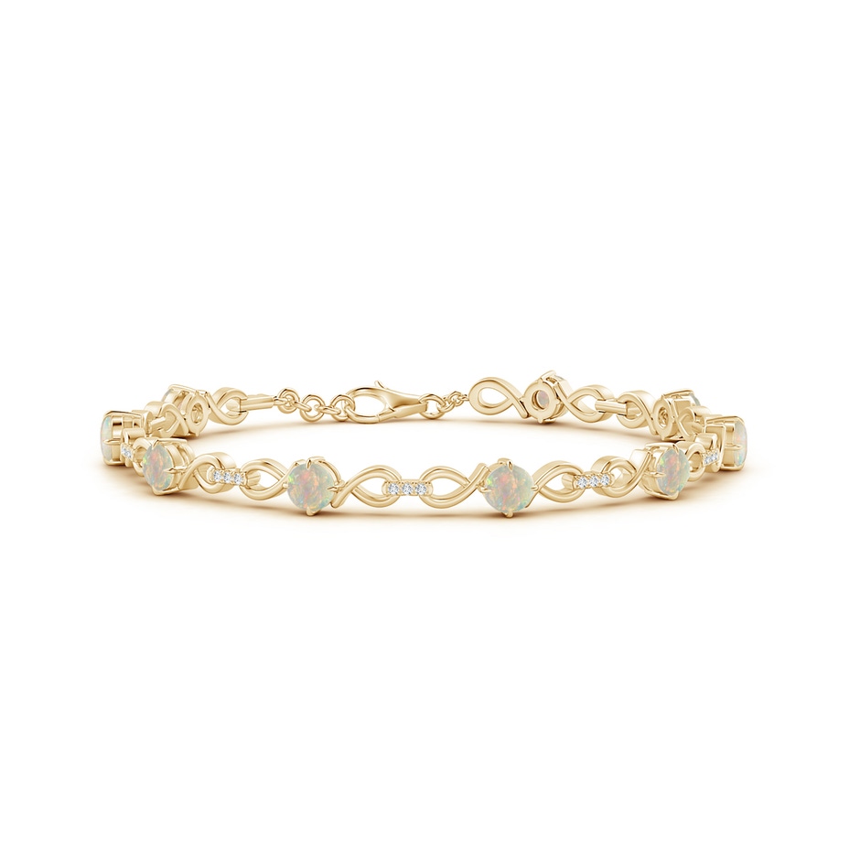 4mm AAAA Opal and Diamond Infinity Link Bracelet in Yellow Gold 