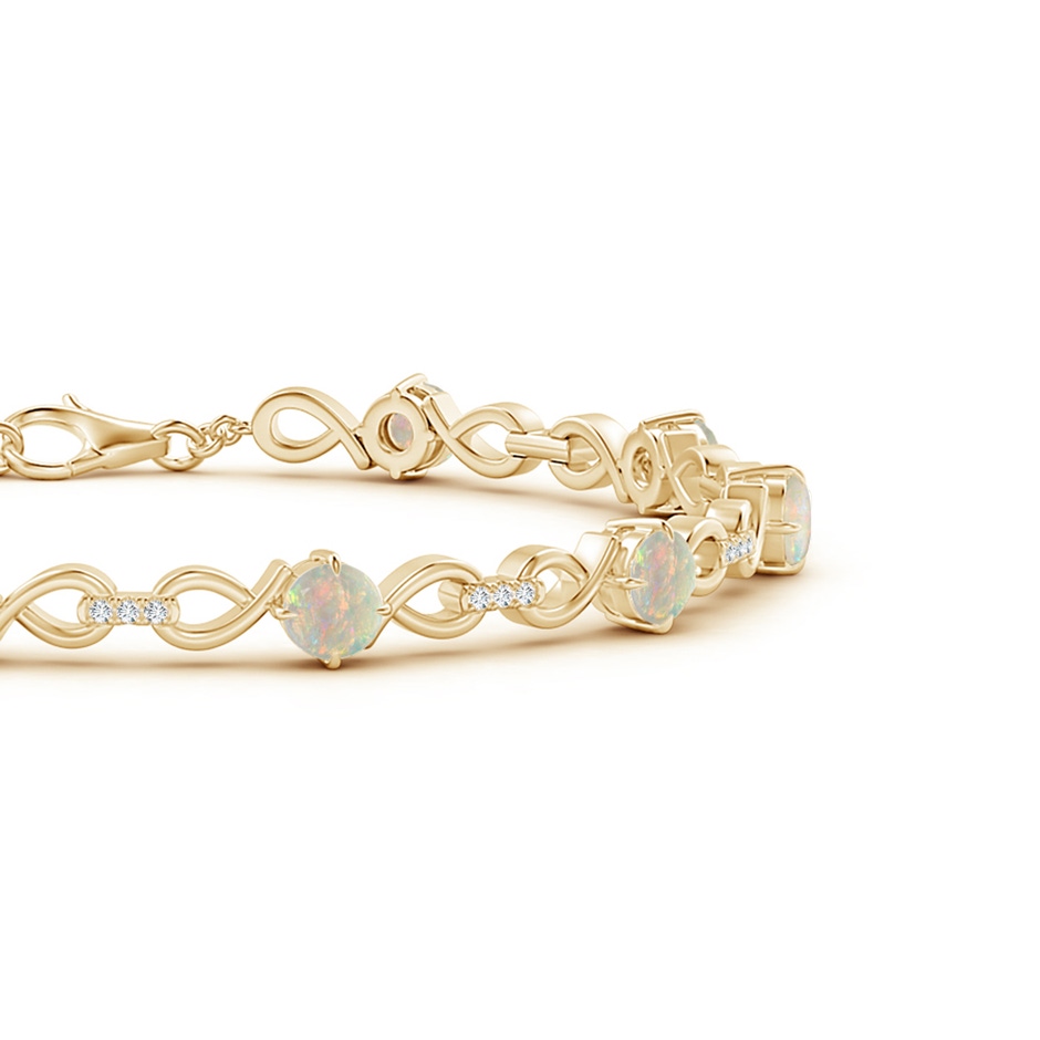 4mm AAAA Opal and Diamond Infinity Link Bracelet in Yellow Gold side 1