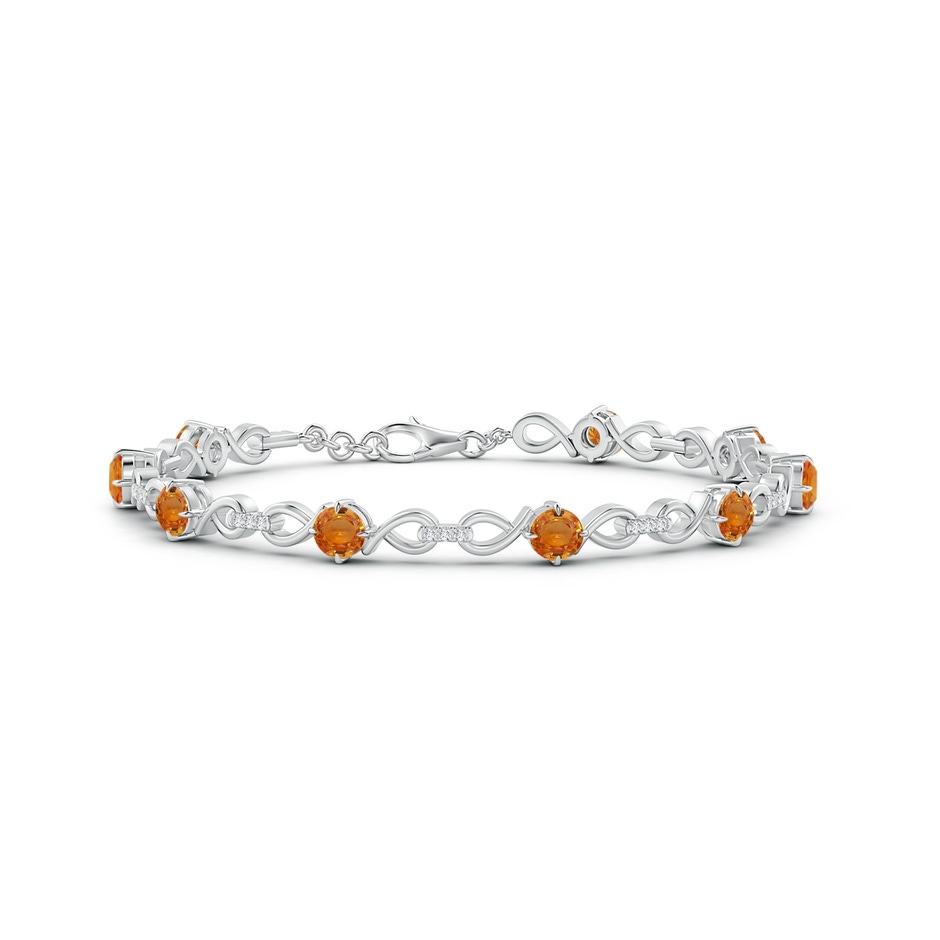 4mm AAA Orange Sapphire and Diamond Infinity Link Bracelet in White Gold 