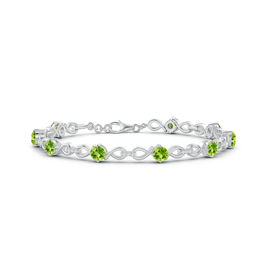 4mm AAA Peridot and Diamond Infinity Link Bracelet in White Gold 