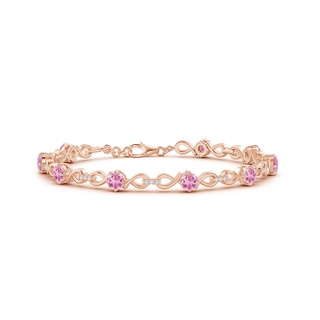 4mm AA Pink Tourmaline and Diamond Infinity Link Bracelet in Rose Gold