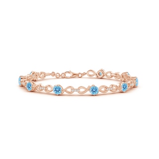 4mm A Swiss Blue Topaz and Diamond Infinity Link Bracelet in Rose Gold