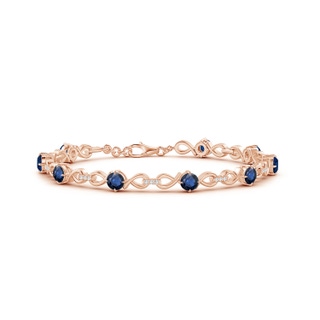 4mm AA Sapphire and Diamond Infinity Link Bracelet in Rose Gold