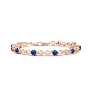 4mm AAA Sapphire and Diamond Infinity Link Bracelet in Rose Gold
