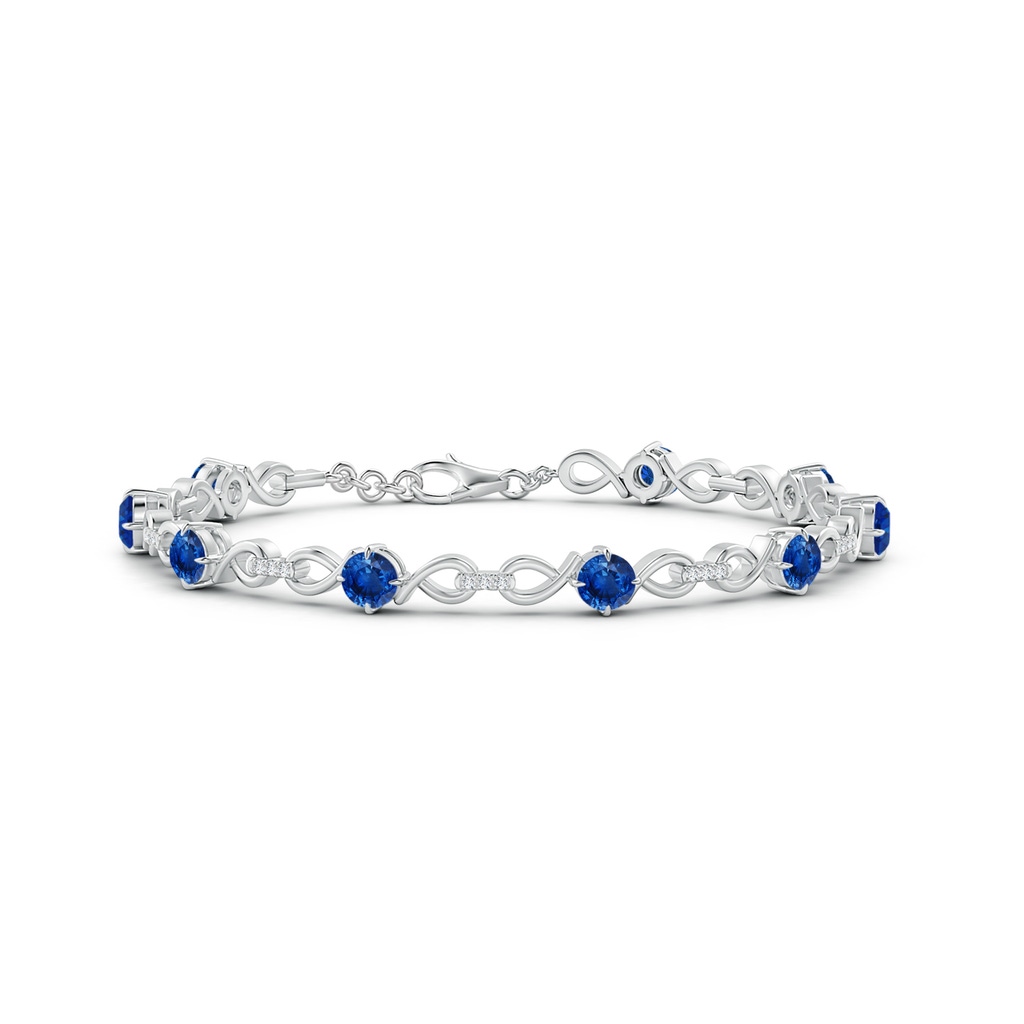 4mm AAA Sapphire and Diamond Infinity Link Bracelet in White Gold