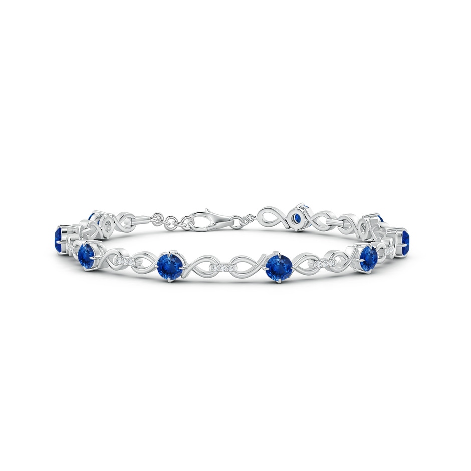 4mm AAA Sapphire and Diamond Infinity Link Bracelet in White Gold 