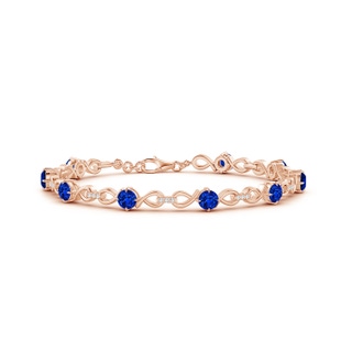 4mm AAAA Sapphire and Diamond Infinity Link Bracelet in Rose Gold
