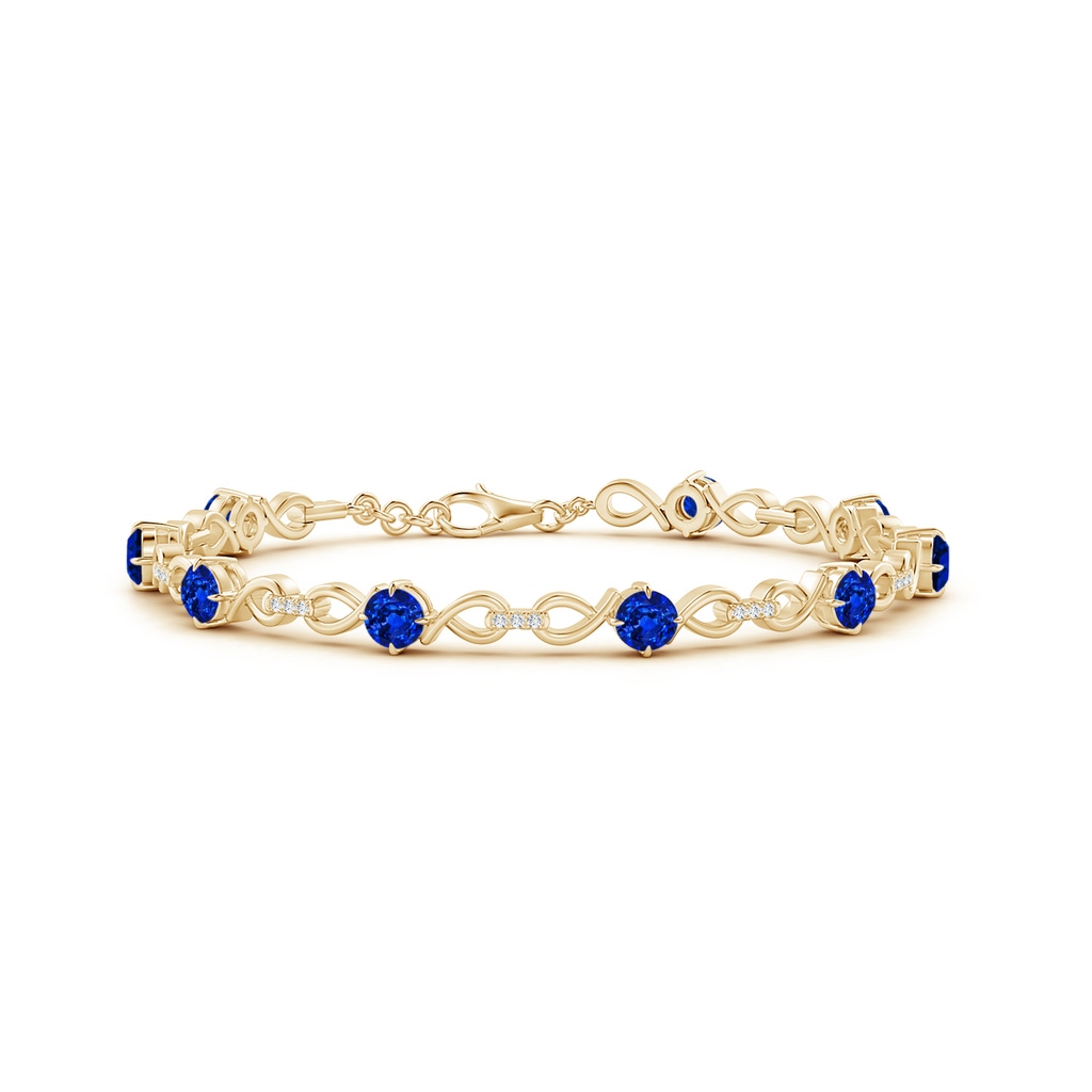 4mm AAAA Sapphire and Diamond Infinity Link Bracelet in Yellow Gold