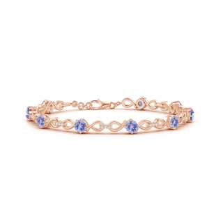 4mm AA Tanzanite and Diamond Infinity Link Bracelet in Rose Gold