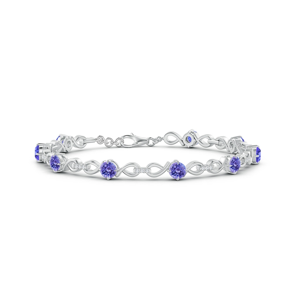 4mm AAA Tanzanite and Diamond Infinity Link Bracelet in White Gold