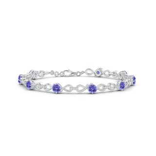 4mm AAA Tanzanite and Diamond Infinity Link Bracelet in White Gold