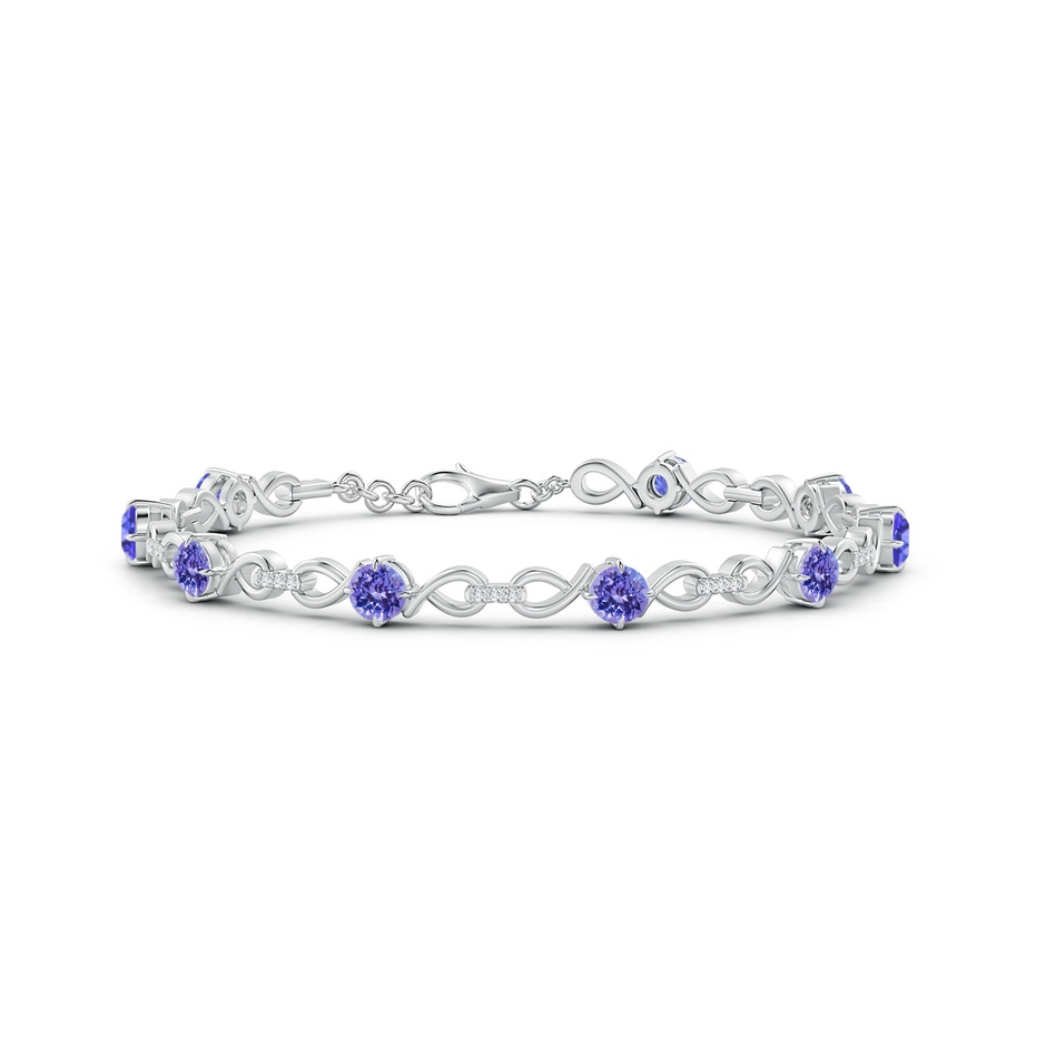 4mm AAA Tanzanite and Diamond Infinity Link Bracelet in White Gold 