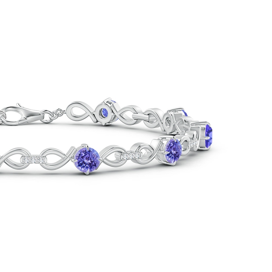 4mm AAA Tanzanite and Diamond Infinity Link Bracelet in White Gold side 1